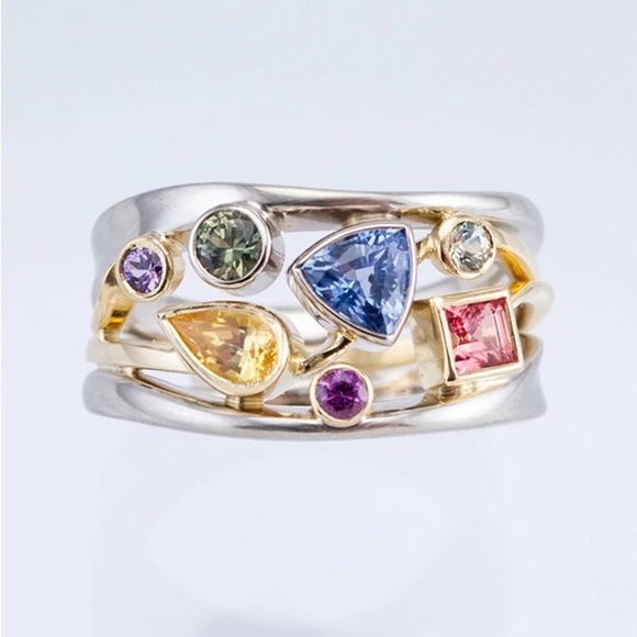 Jewelry - New Unisex 925 Silver Colorful Diamond Ring